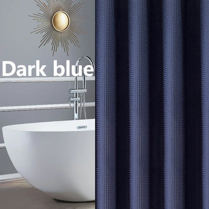 Thickened Waffle Solid Color Shower Curtain, Non-porous Double-sided Waterproof and Mildew Shading Suitable for Toilet, Bathroom
