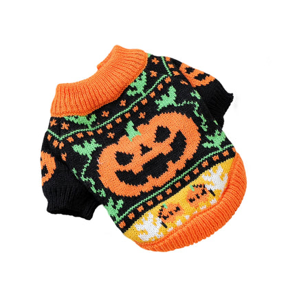 Halloween Ghost Costume for Dogs and Cats Pet Winter Fall Clothes Pumpkin Knitted Sweater Small Dog Cat Outfit