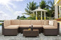 7 Piece Patio .PE Rattan Gray WickerOutdoor Sectional Furniture Chair Set