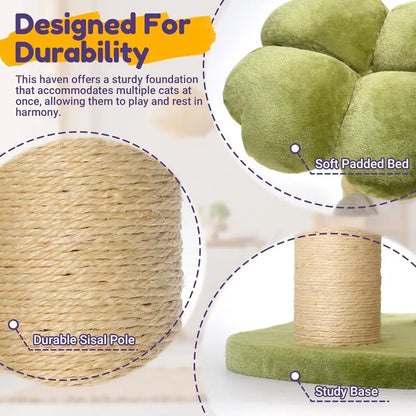 Stylish 35.4 Multi-Level Cat Tower with Scratching Posts for Large Cats, Easy Assembly