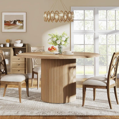 47" Round Dining Table for 4, Farmhouse Kitchen Table,Modern Small Dinner Table for Dining Room(Chairs Not Included)
