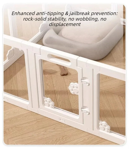 Transparent Pet Fence Indoor Small Dogs Enclosure Free Combination Anti-Escape Puppy Playpen Sturdy Pet Barrier Cage with Door