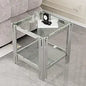 Modern Stainless Steel Leg Square Clear Tempered Glass End Table for Living Room and Sofa Side