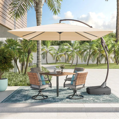 10x10 FT Patio Offset Umbrella Large Square Aluminum Cantilever Umbrella Base Included for Deck Porch