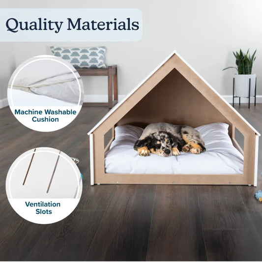 Indoor Dog House for Small to Medium Pets up to 80lbs Wooden Doghouse with Cushion for Cozy Indoor Shelter WeatherResistant and