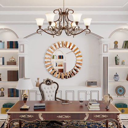 Decorative Mirrors Round Sunburst Wall Mirror Beveled Edge Glass Bathroom Vanity Mirror Hanging Accent Mirrors for Living Room