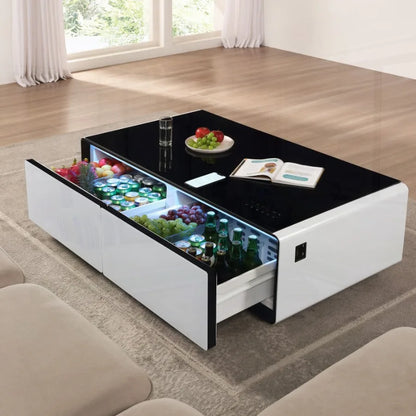 Coffee Table With Builtin Fridge Bluetooth Speaker Wireless Charging Modern Smart Touch Control
