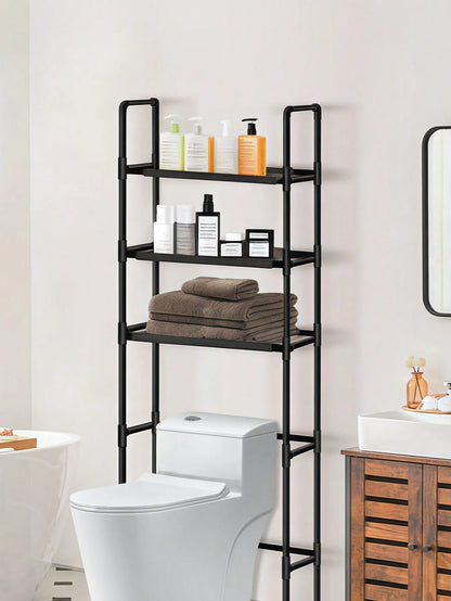 1pc Multi-Functional Thick Steel Pipe Bathroom Toilet Storage RackShelf For Washing Machine,Toilet Rack 3 Layers Of Storage Rack