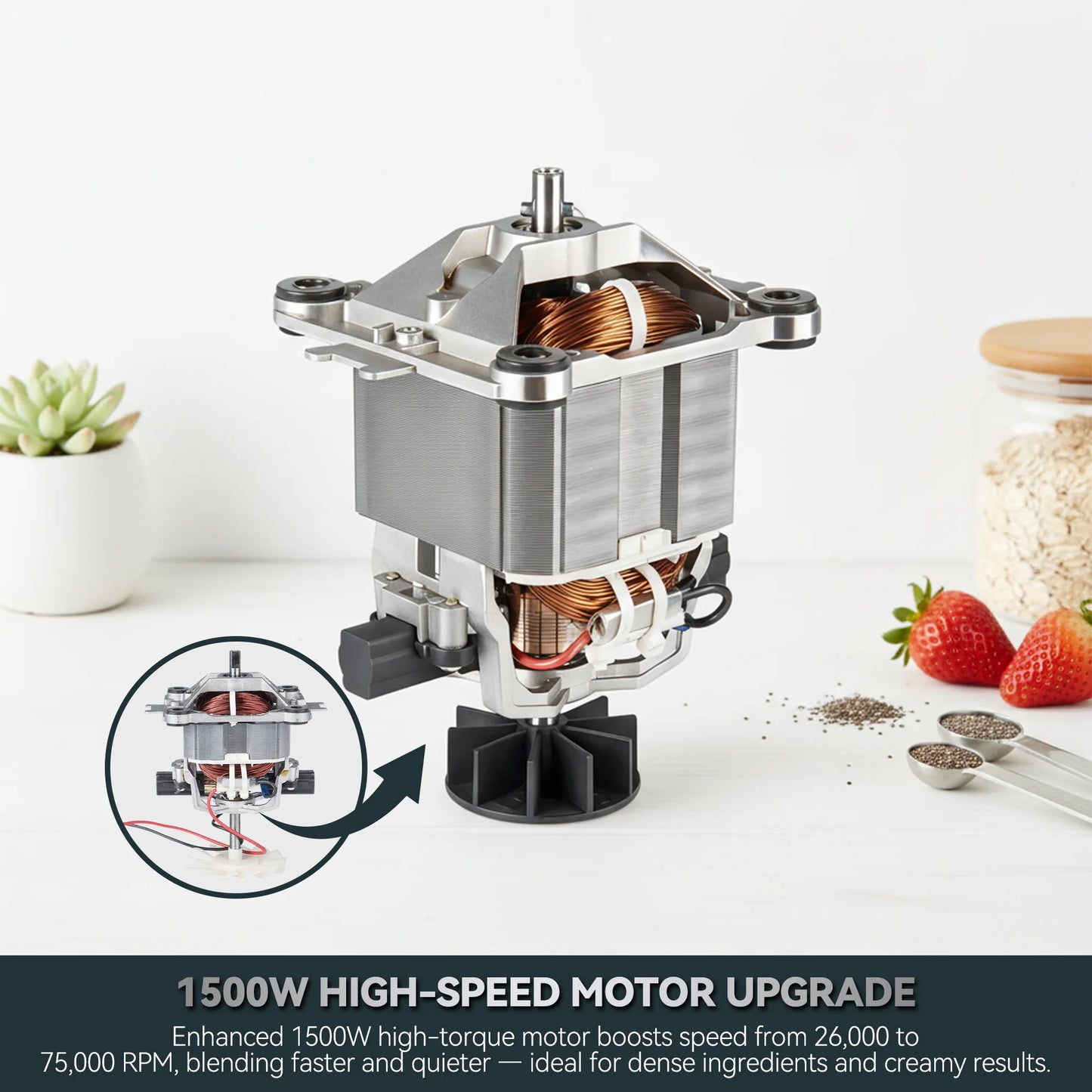 Stainless Steel Glass Blenders for Kitchen，1500W Motor, Food Processor Combo 9 Adjustable Speeds, 14 Preset Programs