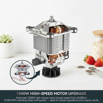 Stainless Steel Glass Blenders for Kitchen，1500W Motor, Food Processor Combo 9 Adjustable Speeds, 14 Preset Programs