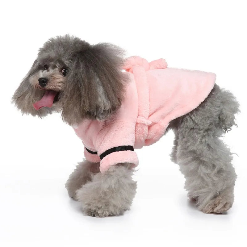 Pet Dog Bathrobe with Hooded Dog Pajamas Sleeping Clothes Soft Pet Bath Drying Towel Clothes For Puppy Dogs Cats