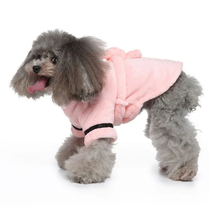 Pet Dog Bathrobe with Hooded Dog Pajamas Sleeping Clothes Soft Pet Bath Drying Towel Clothes For Puppy Dogs Cats
