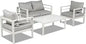 4-Seat Aluminum Outdoor Sectional Furniture Set with Thick, Washable Cushions and Coffee Table for Patio Conversation Areas