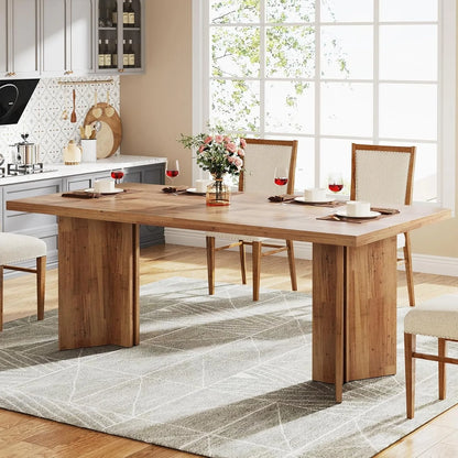 63-inch Dining Table for 4-6, Farmhouse Table with Large Tabletop, Rectangular Eating Table for Dining Room, Living Room