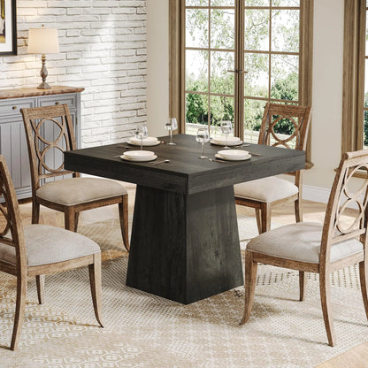 Square Dining Table for 4, 31.5-Inch Kitchen Table Small Dinner Table with Sturdy Pedestal Base
