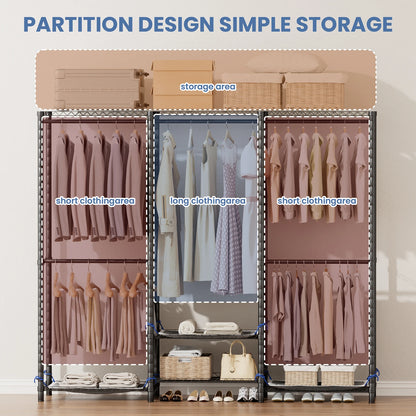 Clothes Rack Storage Organizer Wardrobe Hanging Clothes Freestanding Portable Heavy Duty 960 lb