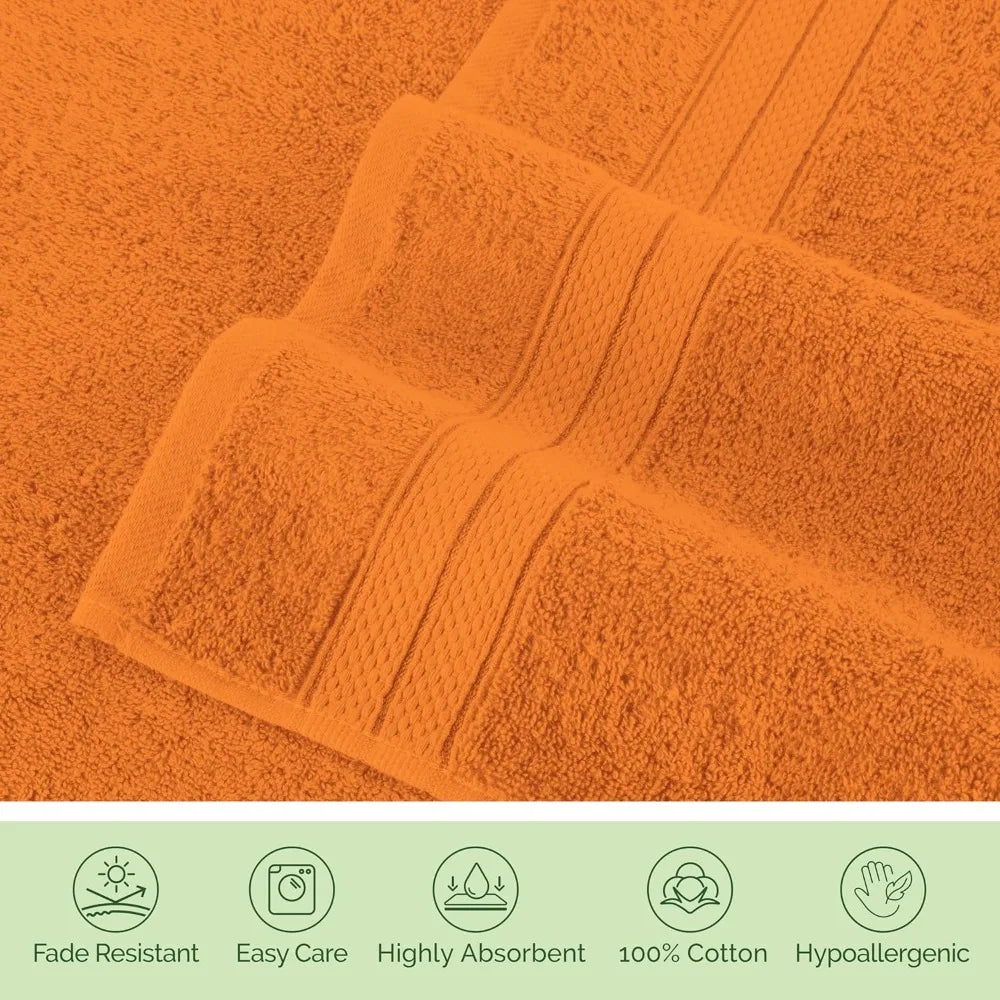 6-piece towel set, 100% Türkiye cotton, 2 bath towels, 2 hand towels and 2 bath towels, fast drying and water absorption