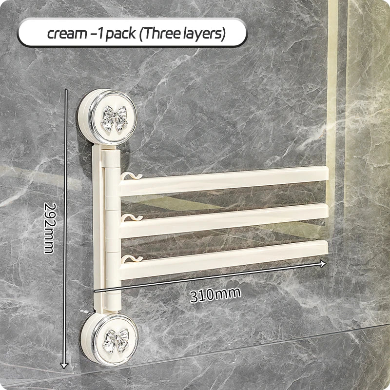 Bathroom Towel Pole Non Perforated Wall Mounted Suction Cup Storage Rack Bathroom Multi Pole Rotating Towel Storage Rack