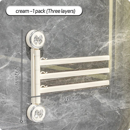Bathroom Towel Pole Non Perforated Wall Mounted Suction Cup Storage Rack Bathroom Multi Pole Rotating Towel Storage Rack