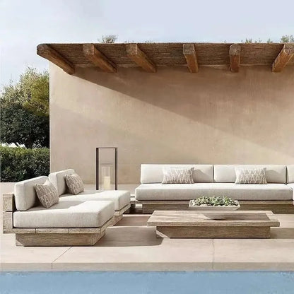 Japanese Style Waterproof and Sunscreen Garden Sofa, Minimalist Designer, Modern Garden Sofa, Artistic Outdoor Furniture, Divano