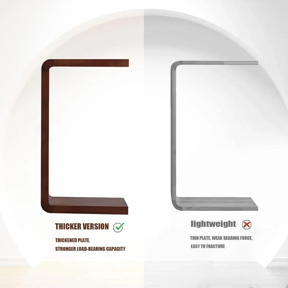 Solid Wood End Table For Couch C Shaped Mini Sofa Side Table For Small Narrow Spaces Wooden Nightstand For Living Room Bedroom