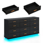 12 Drawer 63" Modern Dresser for Bedroom with Power Outlets & LED Light