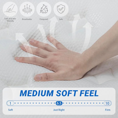 Mattress 12 Inch, Twin Memory Foam Mattresses, Hybrid Matress, Pocket Coil Innerspring, Breathable Fabric, Strong Edge Support