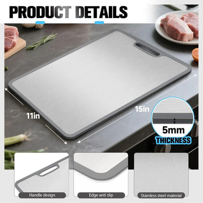 Titanium Cutting Board - 5mm Thick with Edge Protection, Non-Deforming & Lightweight for Kitchen, Camping, and Housewarming Gift