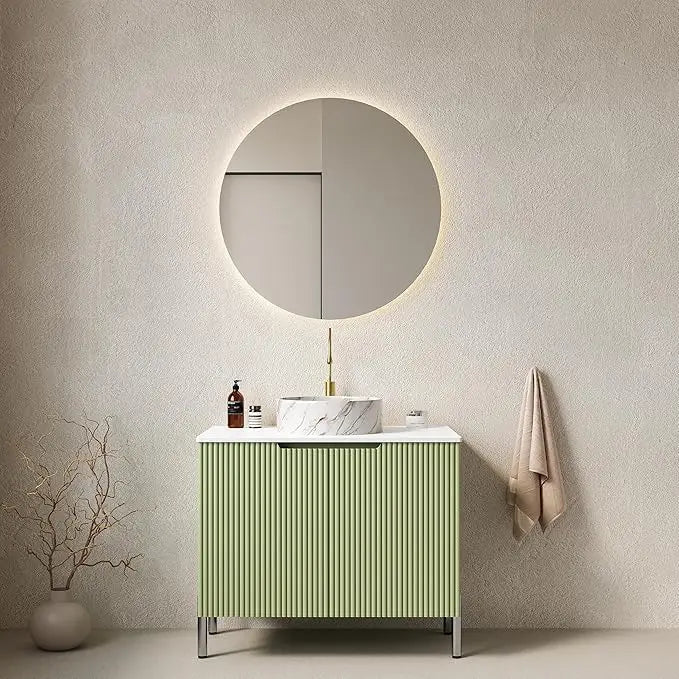 30" Black Bathroom Vanity with Ceramic Sink Combo, Freestanding Bathroom Storage Cabinet with 2 Soft Close Doors