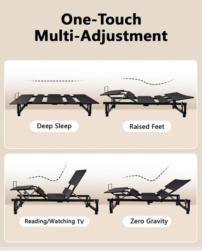 Queen Adjustable Bed Base Frame,Premium Metal, Head & Foot Incline, Wireless Remote, Zero Gravity, Quiet Motor Bases