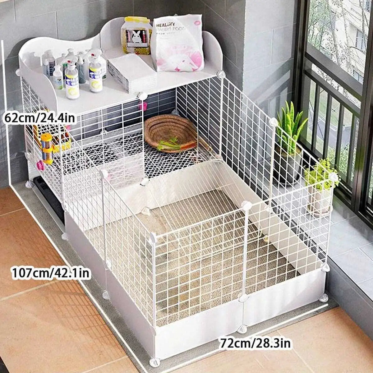 Rabbit Cage, Indoor Rabbit Cage for Home Use, Anti-Urination, Large Pet Enclosure, Double-Layer Small Pet New Type House