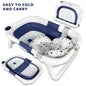 Baby BathTub with Bath Cushion, Portable and foldable, real-time temperature sensor, with a drainage hole