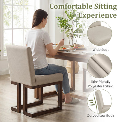 2PCS Wooden Dining Chairs Modern Farmhouse Fabric Upholstered Kitchen Chairs