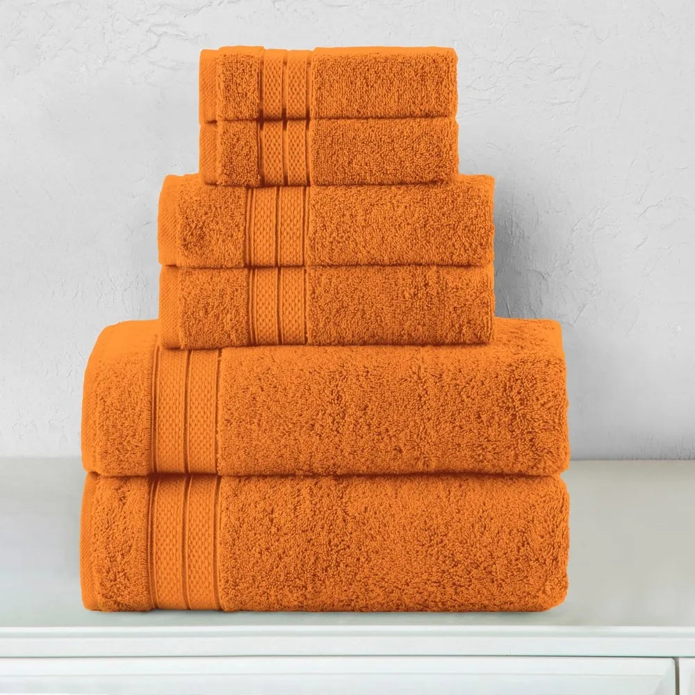 6-piece towel set, 100% Türkiye cotton, 2 bath towels, 2 hand towels and 2 bath towels, fast drying and water absorption