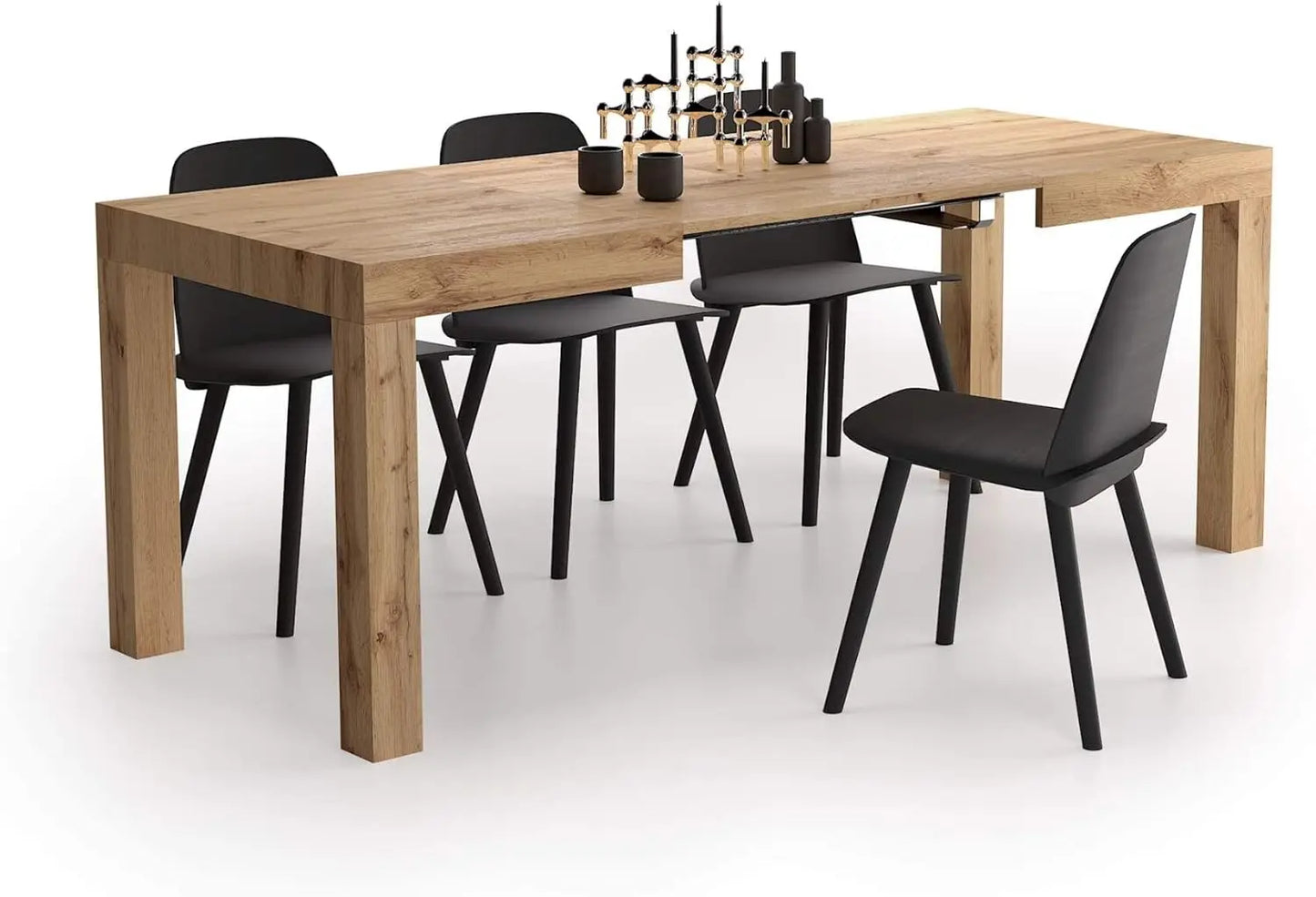 First Extendable Table, 47,2(77,6) x31,5 in, Rustic Oak, for 6-8 People, Expandable Dining Table