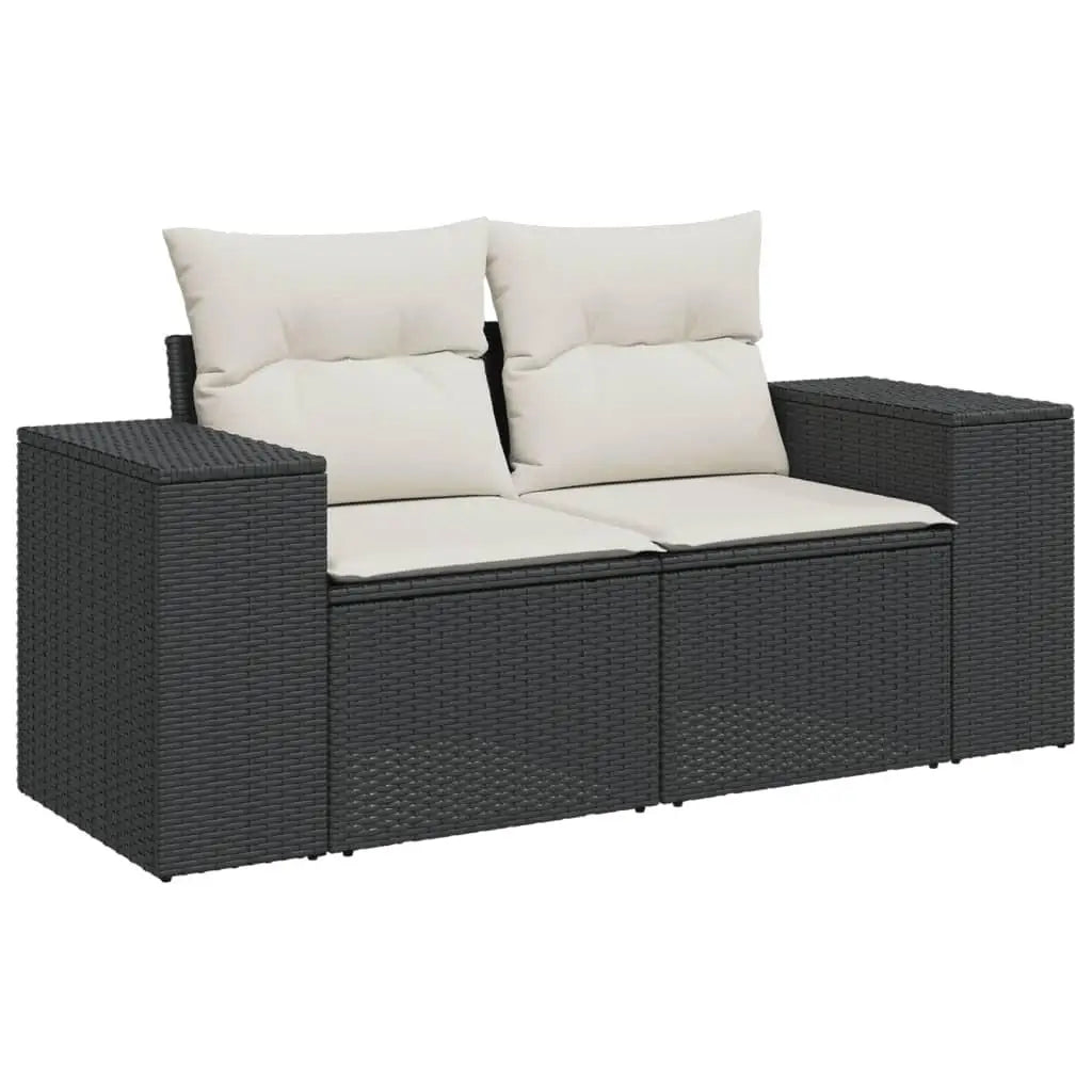 Garden Sofa Set Black PE Rattan Modular Outdoor Seating Furniture for Patio Balcony and Garden Decor