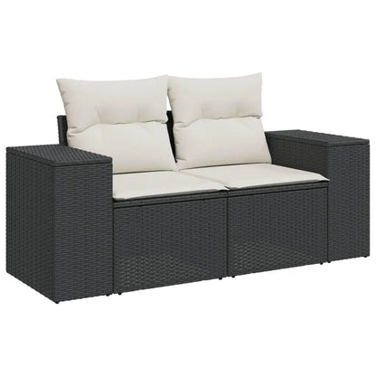 Garden Sofa Set Black PE Rattan Modular Outdoor Seating Furniture for Patio Balcony and Garden Decor
