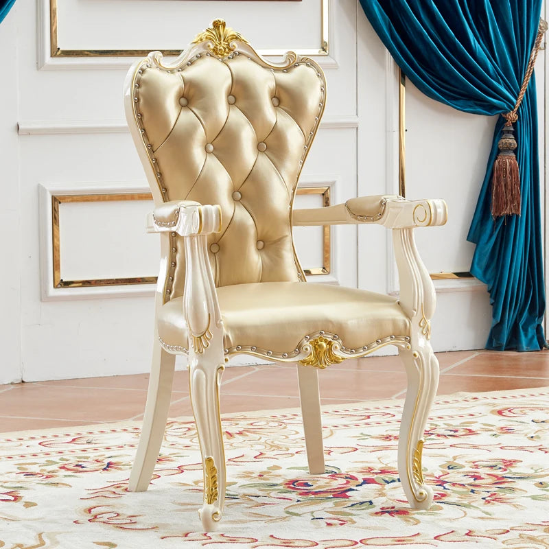 European Solid Wood Dining Chair Princess Lazy Throne Luxury Lounge Chair Fashion Butterfly Ergonomic Muebles Entrance Furniture
