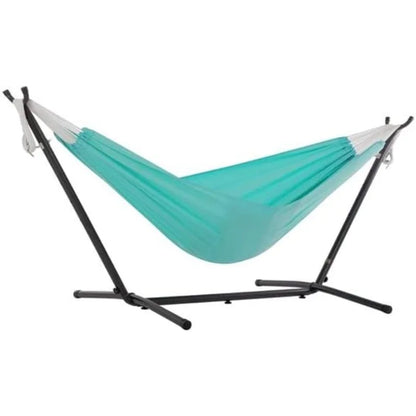 Vivere Double Sunbrella Hammock with Space Saving Steel Stand, 450 lb Capacity - Premium Carry Bag Included (Aruba)