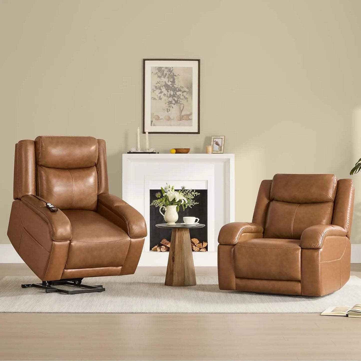 Genuine Leather Power Lift Recliner Chair for Elderly with Heat and Massage, Electric Lay Flat Lift Chairs with, Customized