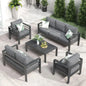 RPD4-QLayinSun Aluminum Furniture with Fire Pit Table. 5 Pieces Patio Sectional Conversation Chat Sofa Modern Seating Set