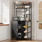 Bakers Rack with Power Outlet, Microwave Stand Cabinet with Storage, 7-Tiers  Coffee Bar Cabinet