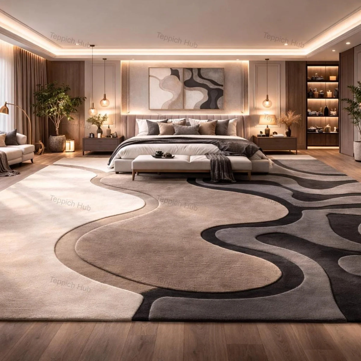 Room Decor Rug  Cream Taupe Gray H1and Tufted Wool Rug 10x14 ft  Modern Abstract 3D EmbO1SSed Luxury Neutral Large Living Room Rug