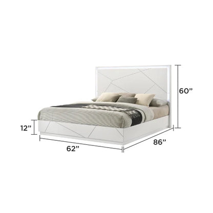 Queen 5-Piece Bedroom Set – Modern Design with Lacquer Finish, Geometric Accents, and LED Lighting