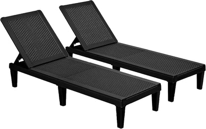 Outdoor Chaise Lounge Chair Set of 2 for Outside Pool Patio, Adjustable Waterproof Easy Assembly Chaise Lounge lounge
