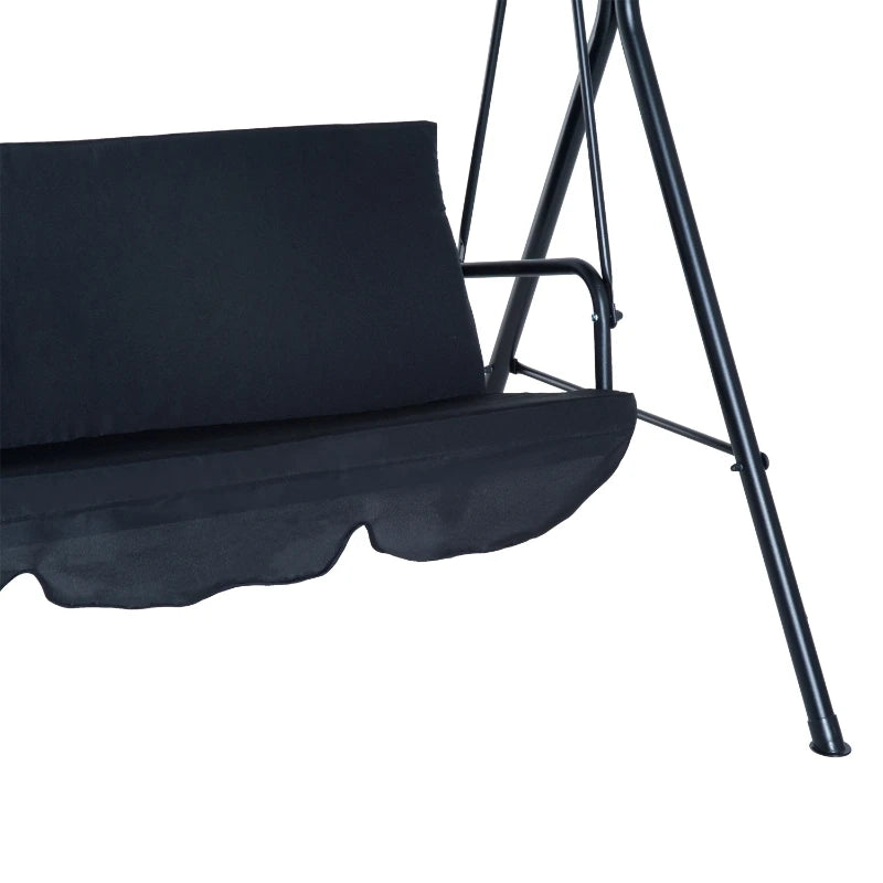 Steel Outdoor Porch Swing Lounge Chair 3 Persons With Canopy - Courtyard Swing Chair Garden Swing Outdoor Swing Brown