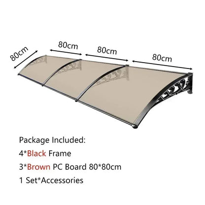 Door Window Awning Big Size PC Board Cover Outdoor Patio Canopy Sun Shelter Window Eaves Rain Cover Awning Aluminum Pergola