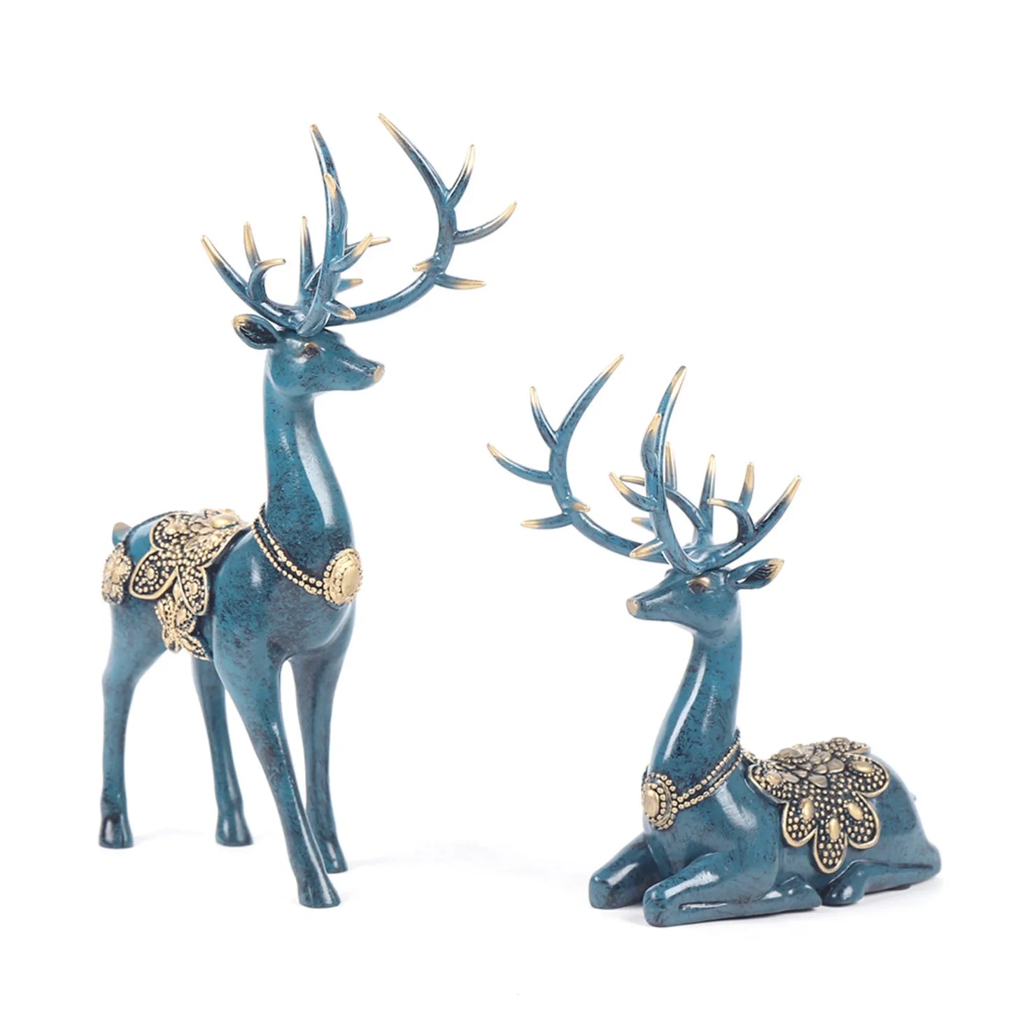 Reindeer Statue Resin Deer Figurine Sculpture Ornament Home Office Art Decoration