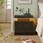 LED Nightstands with 2 Drawers, End Table with RGB LED Lights for Bedroom Living Room, White Bedside Table