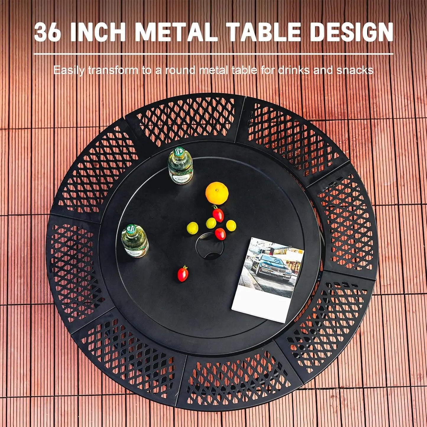 36 Inch Fire Pit with 2 Cooking Grills,Outdoor Wood Burning BBQ Firepit with Lid, 3-in-1 Outdoor Fire Pit